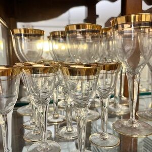 Hand Crafted Gold and White Drinkware Set for Dining